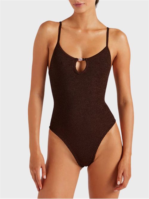 Mia one-piece swimsuit with scoop neck, cut-out and bead detail HUNZA G | MIA24